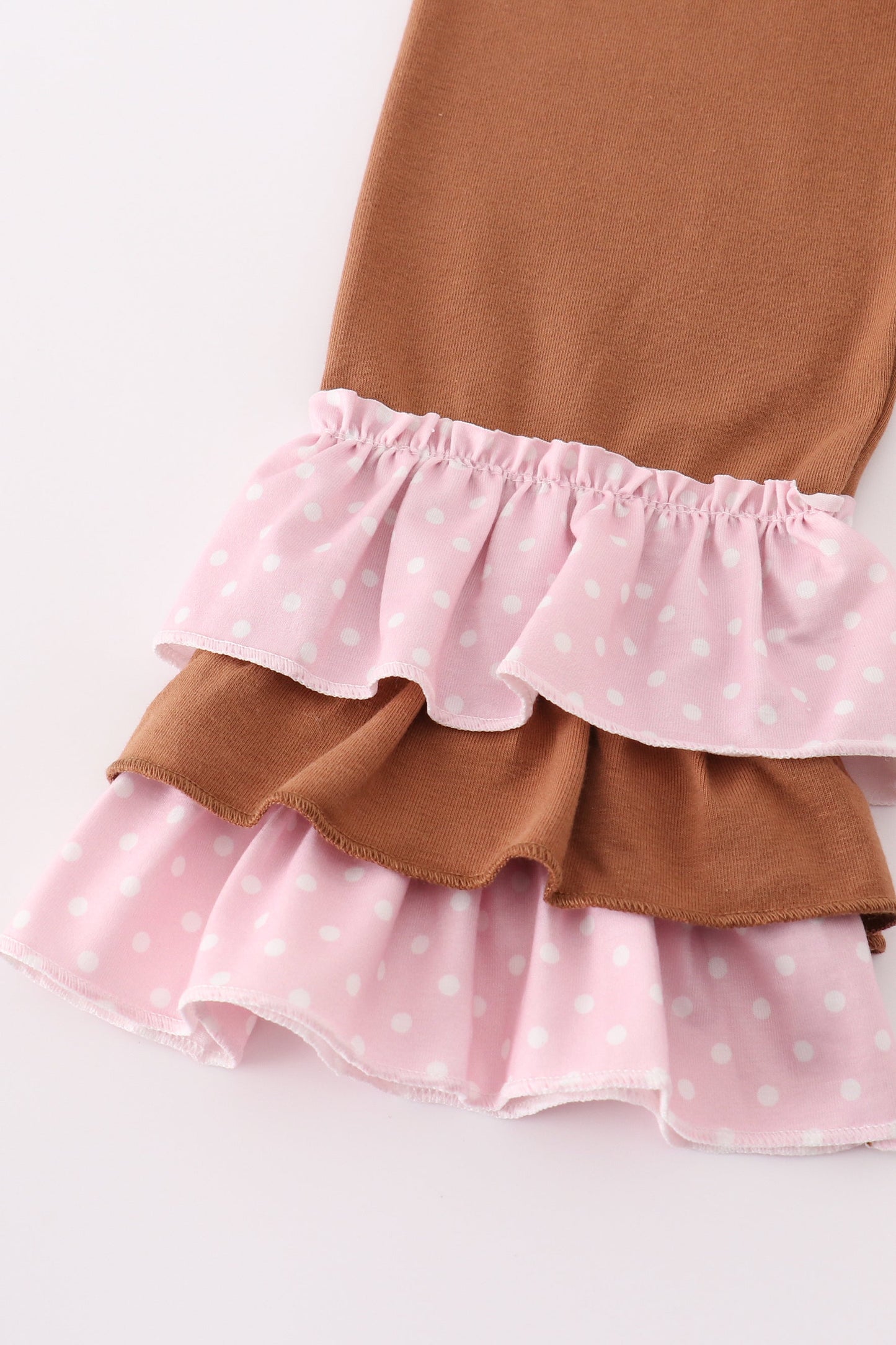 Pink dot smocked western embroidery girl set