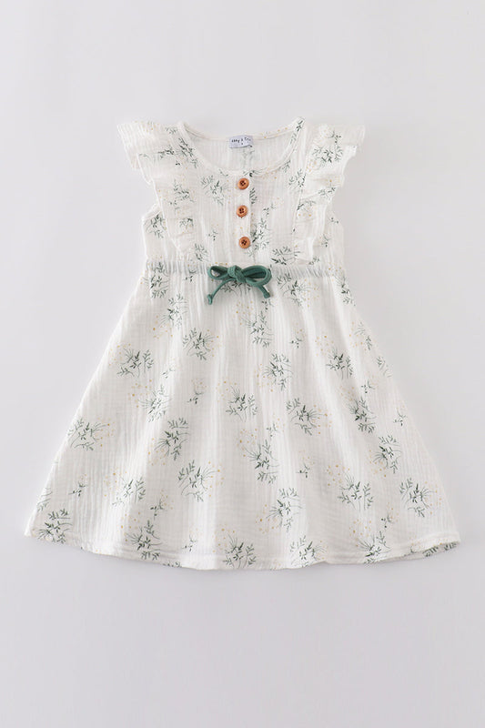 Floral print muslin dress