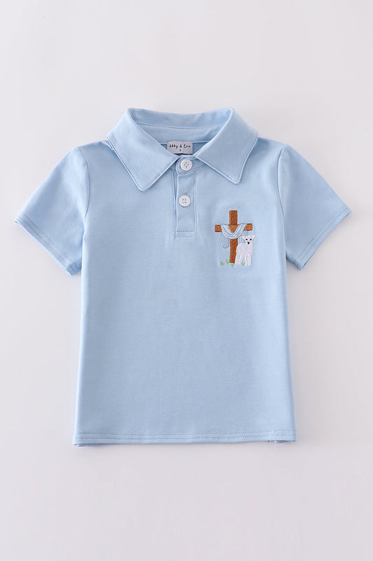 Blue cross embroidery shirt