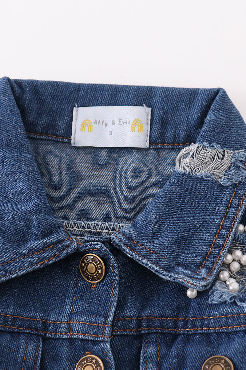 Medium blue pearl denim jacket