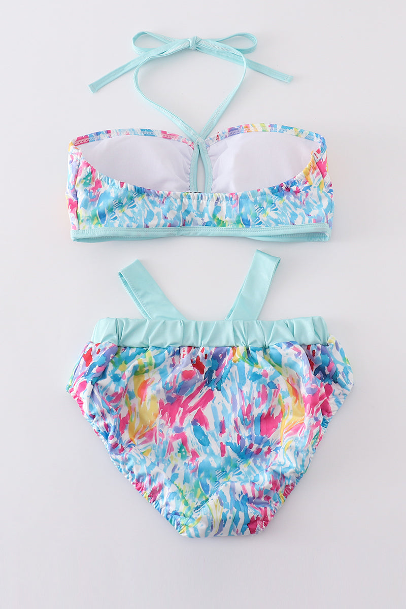 Mint rainbow splash mom bikini