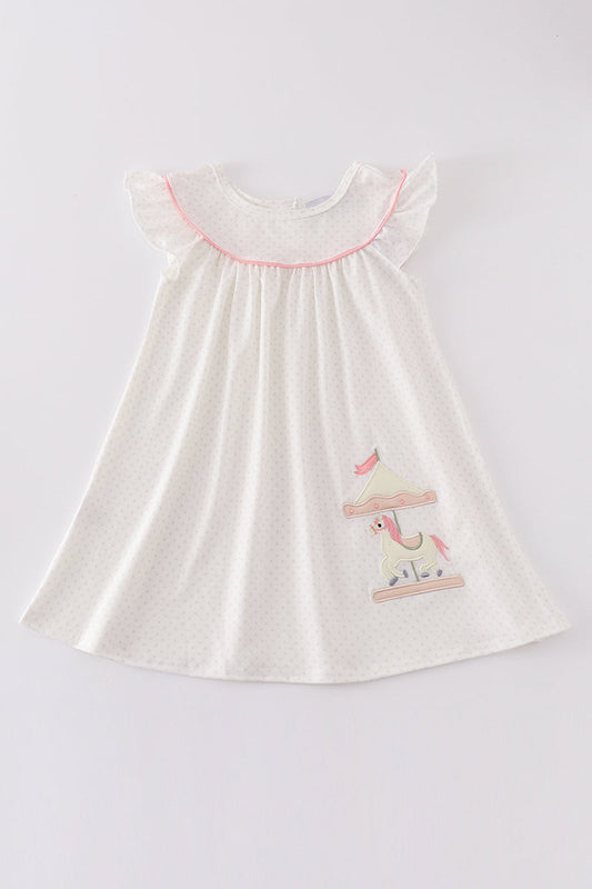 Pink carousel applique girl dress