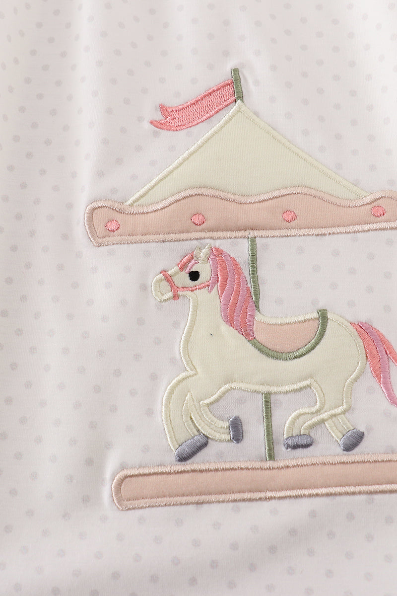 Pink carousel applique girl dress