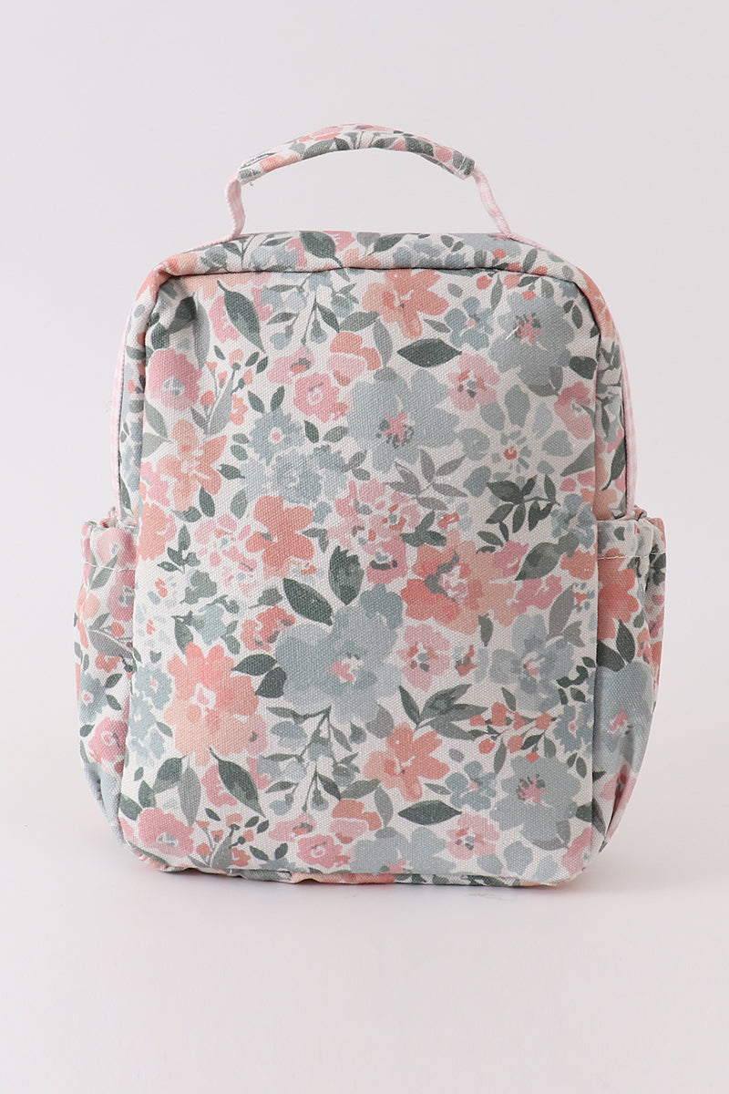 Pink floral lunch bag