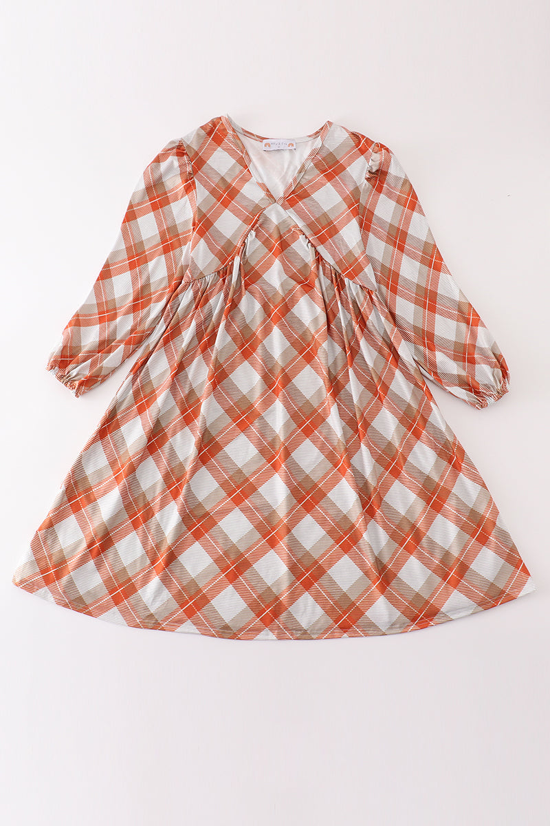 Khaki gingham mom&me dress