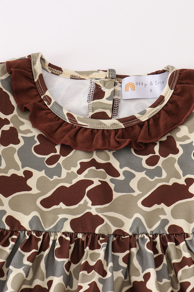 Camouflage girl ruffle pants set