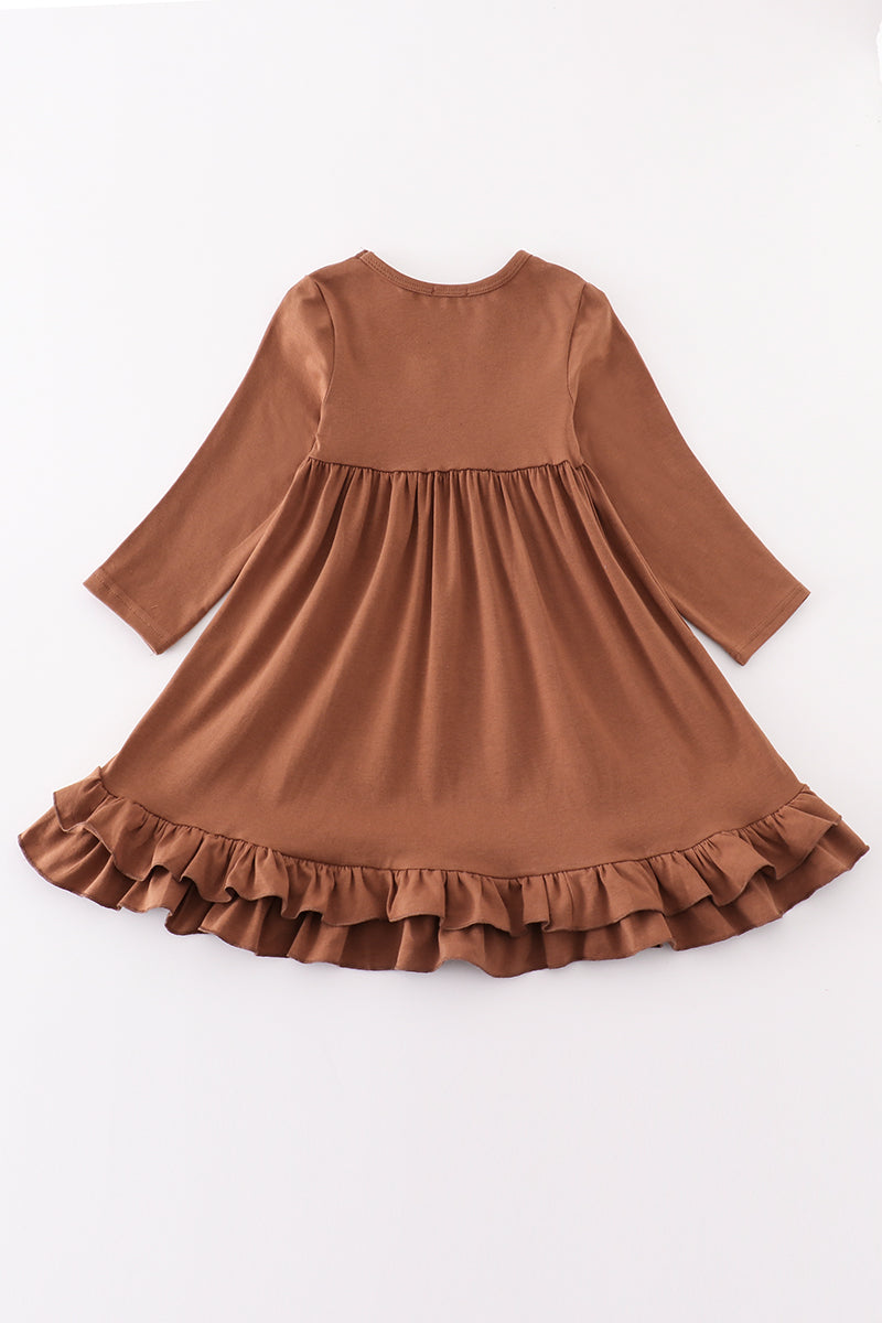 Chocolate ruffle girl dress