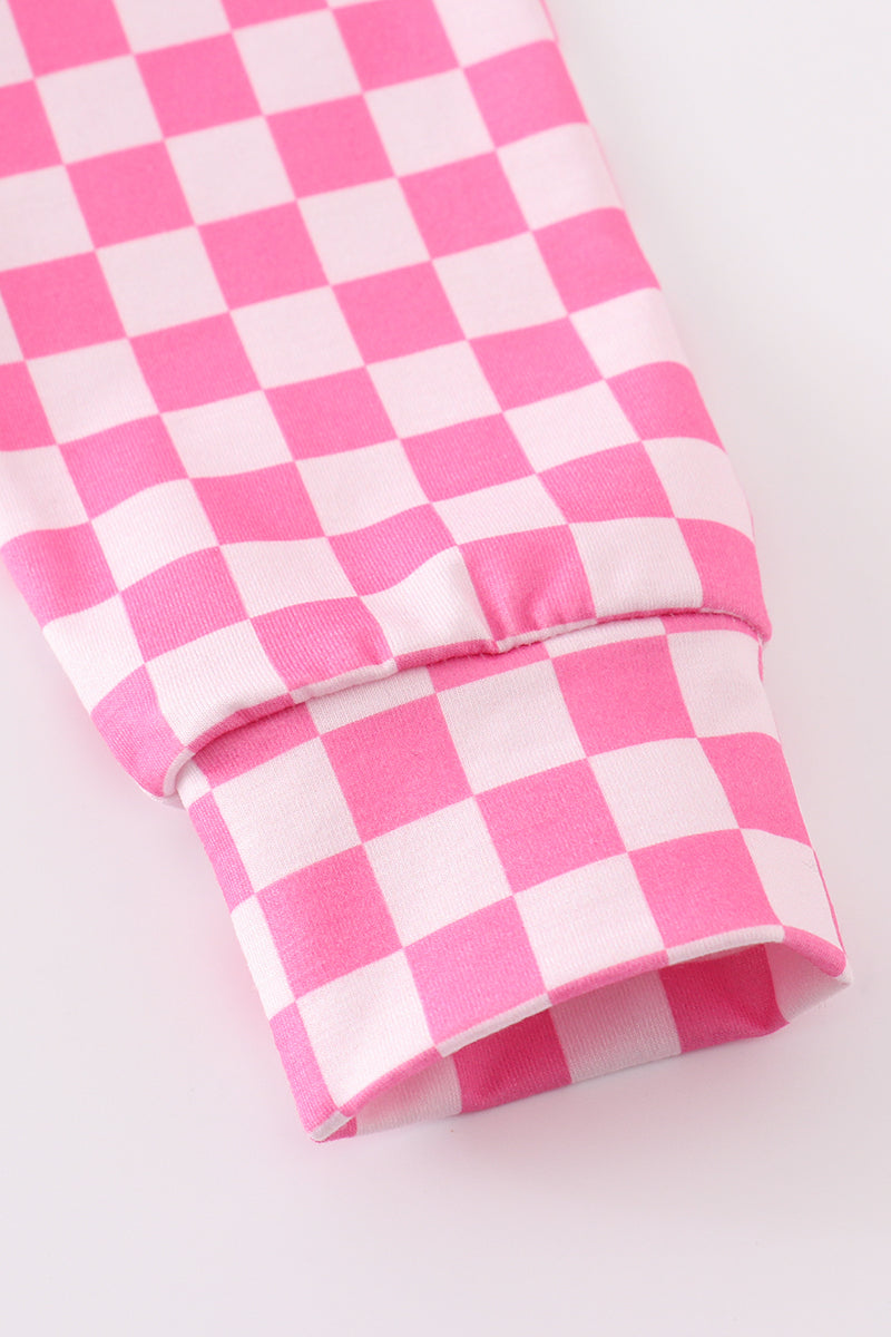 Pink checkered girl pullover