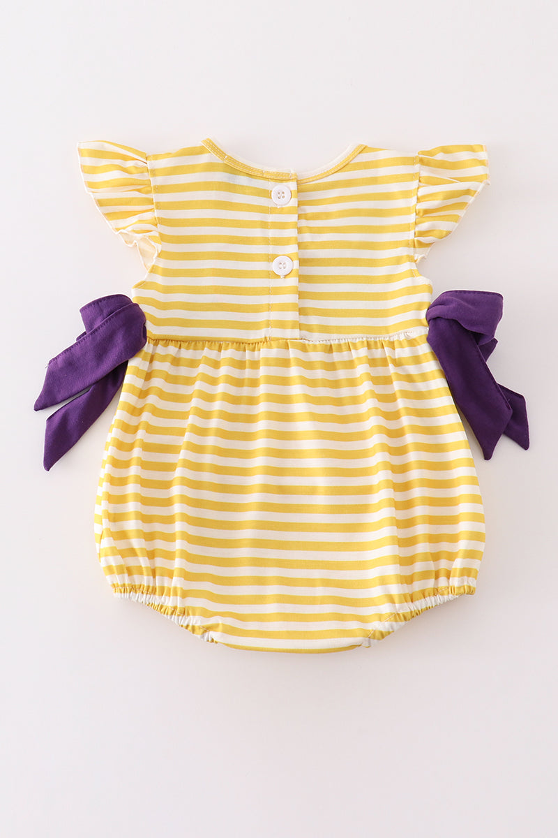 Yellow tiger embroidery LSU girl bubble