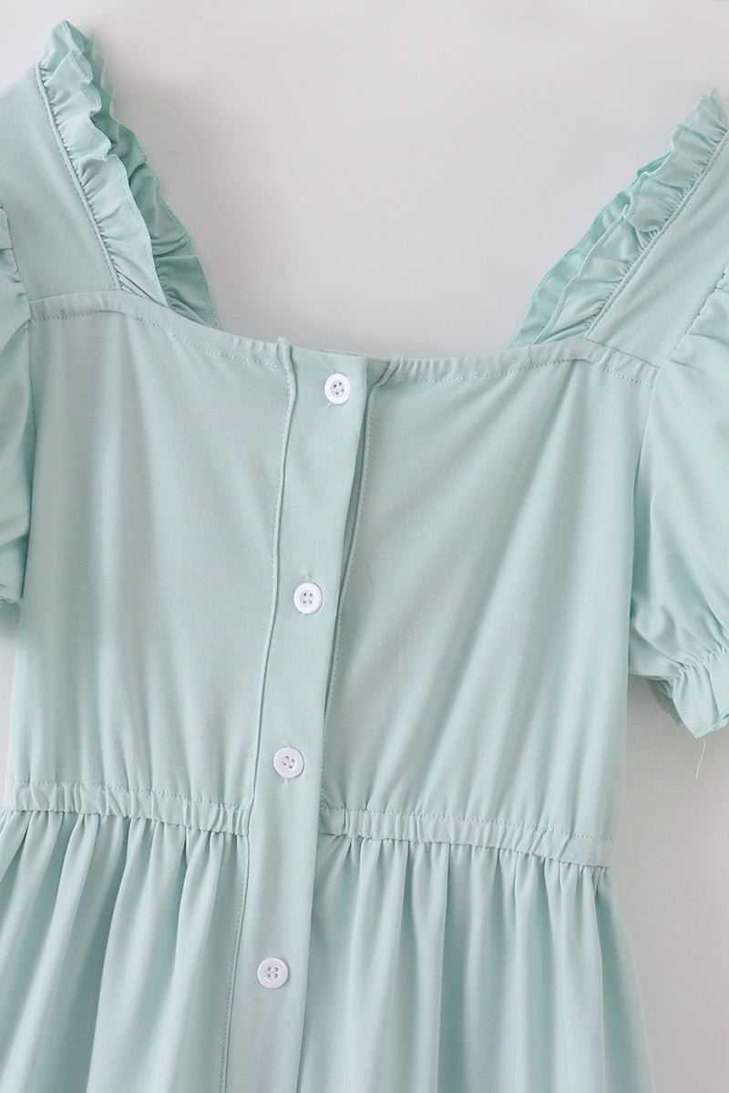 Blue tiered ruffle mom dress