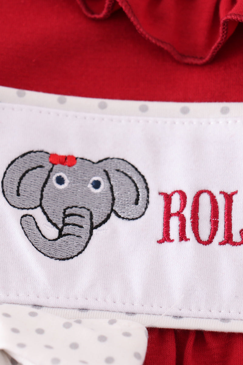 Maroon roll tide embroidery girl dress