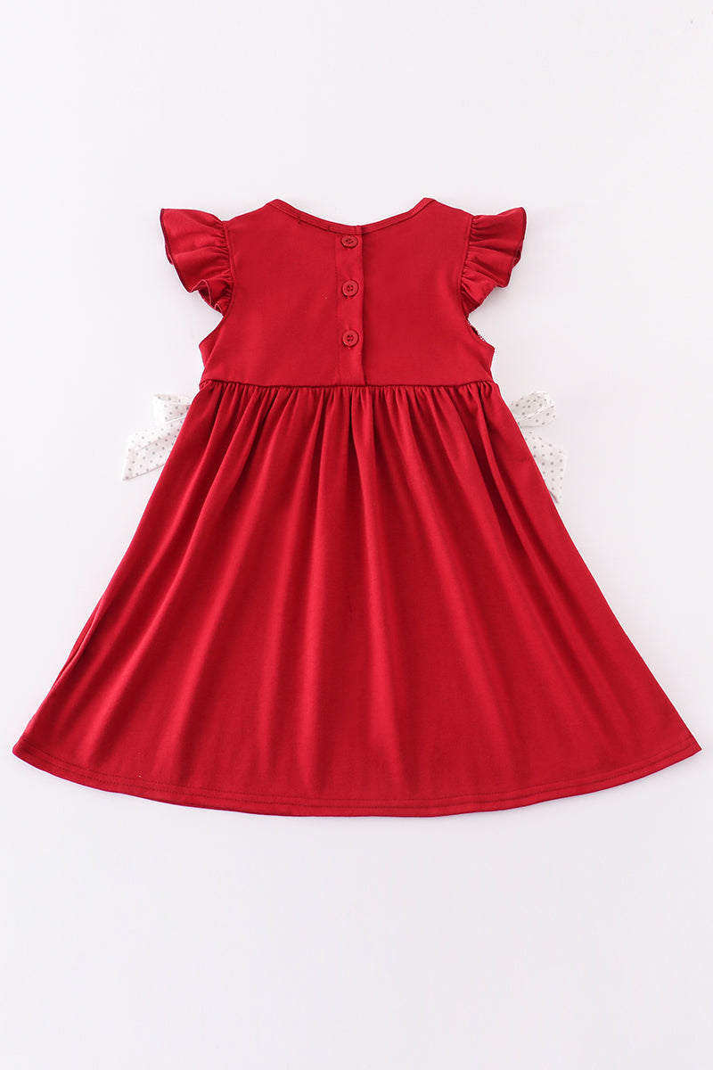 Maroon roll tide embroidery girl dress