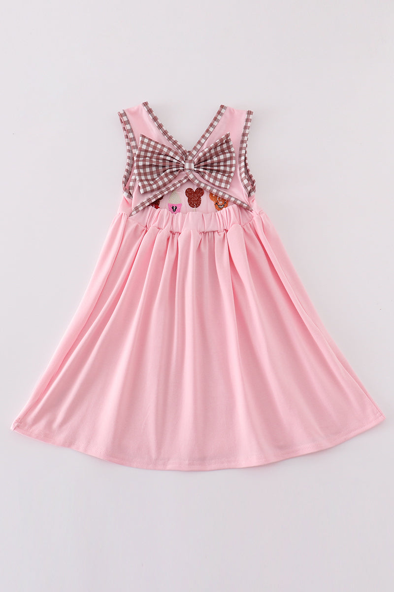 Pink character ice cream french knot dress